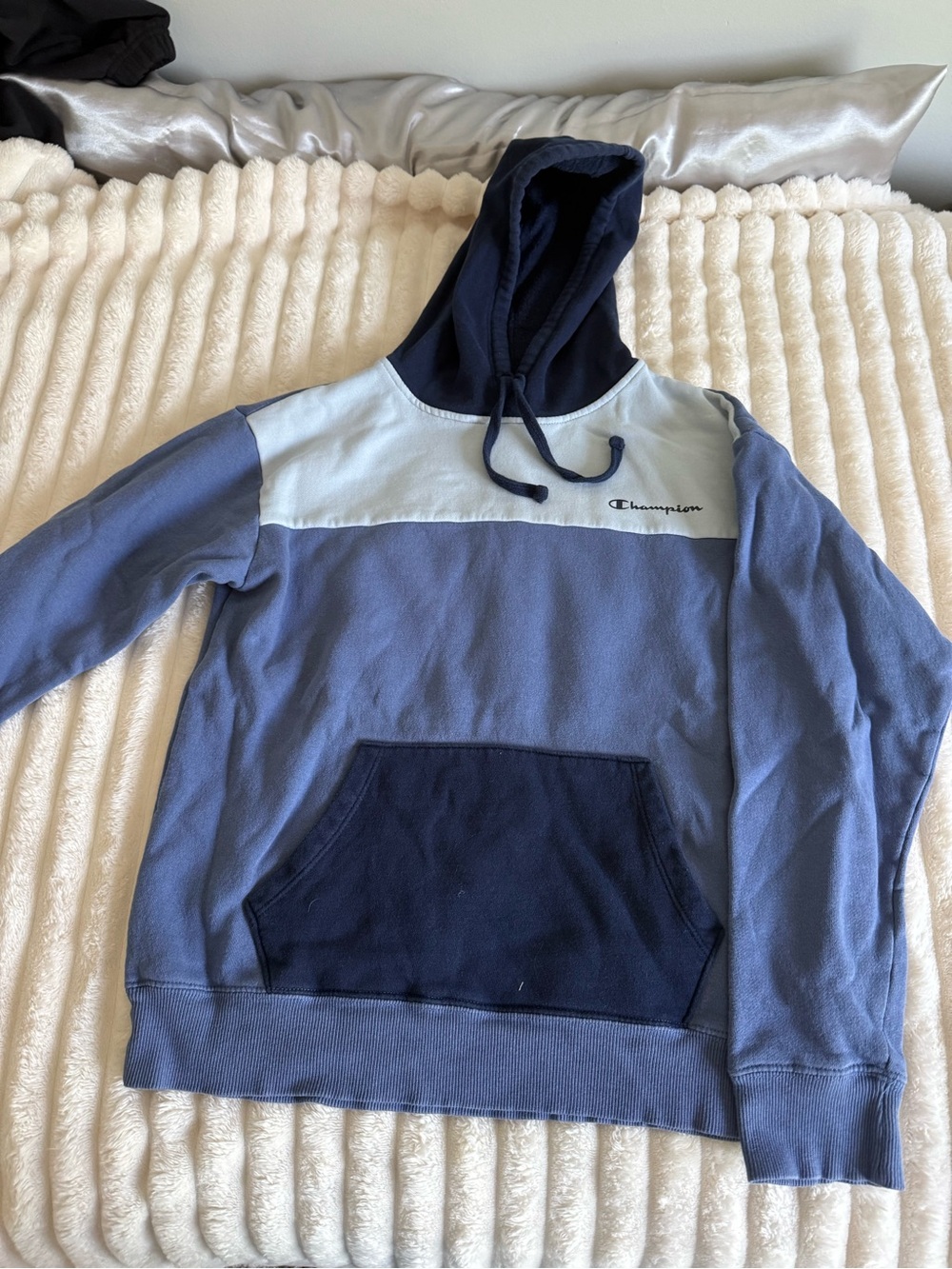 Champion Navy & Light Blue Colorblock Crewneck Hoodie